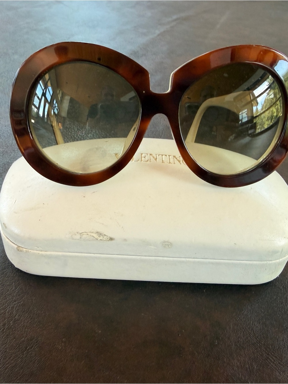 Valentino Brown Tortoiseshell Oversized Round Women's Sunglasses